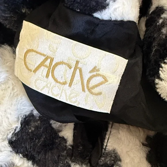 Vintage 90s Cache Cow Faux Fur Trench Coat - Picture 6 of 7